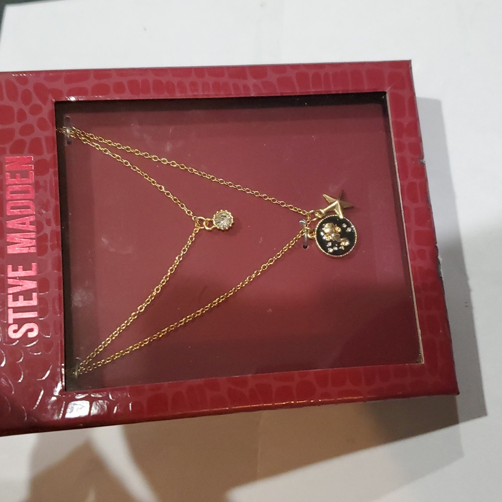 Steve Madden layered cv solitaire Aquarius‎ and star charm pendant necklace new